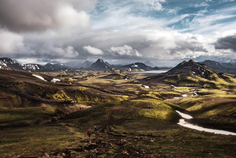 Breathtaking view of Landmannalaugar's rugged mountains and valleys in Iceland.
