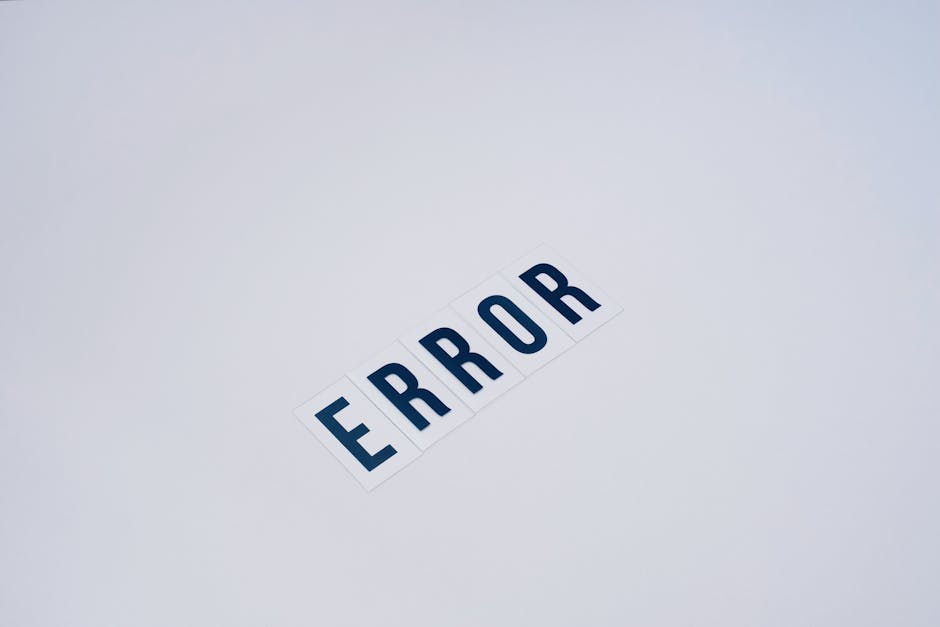 Simple and minimalist image showcasing the word 'ERROR' on a white background.